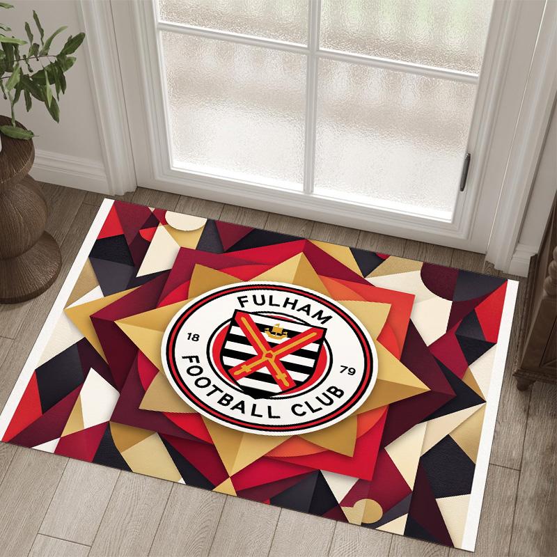 Fulham Football Design Crystal Velvet Carpet Cozy Non?Slip Printed Rug For Bedroom Living Room Entrance