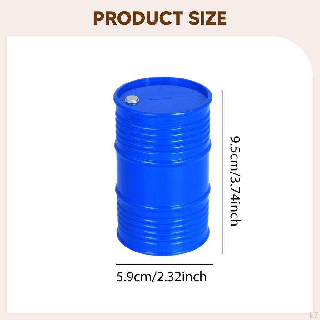 Mini Oil Drum 5.9cmx9.5cm Realistic Simulated Fuel Barrel Container for 1/8, 1/10, 1/12 RC Car