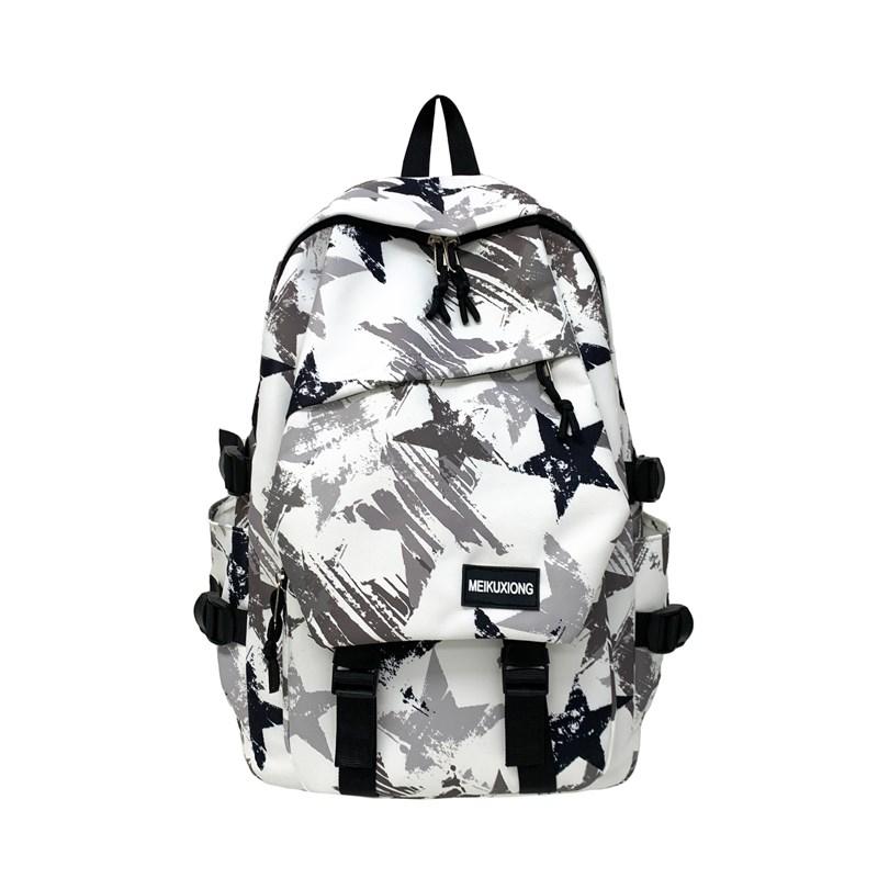 Star Graffiti Print Student Schoolbag Unisex Backpack