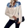 Women's Color Block Patchwork Hoodie - Autumn/Winter Casual Lapel Zipper Long Sleeve Pullover