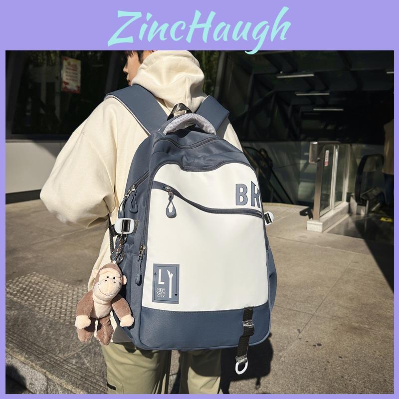 Fashionable Letter Pattern Students Large Capacity Backpack With Pendant For Daily Use