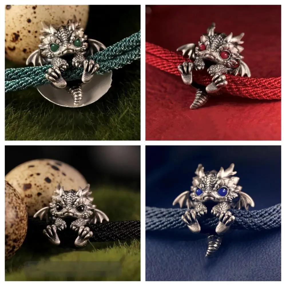 Vintage Red Rope for Men Women Pullable Adjust Dragon Bracelet Bangle This Animal Year Jewelry Accessories Handwoven Bracelet