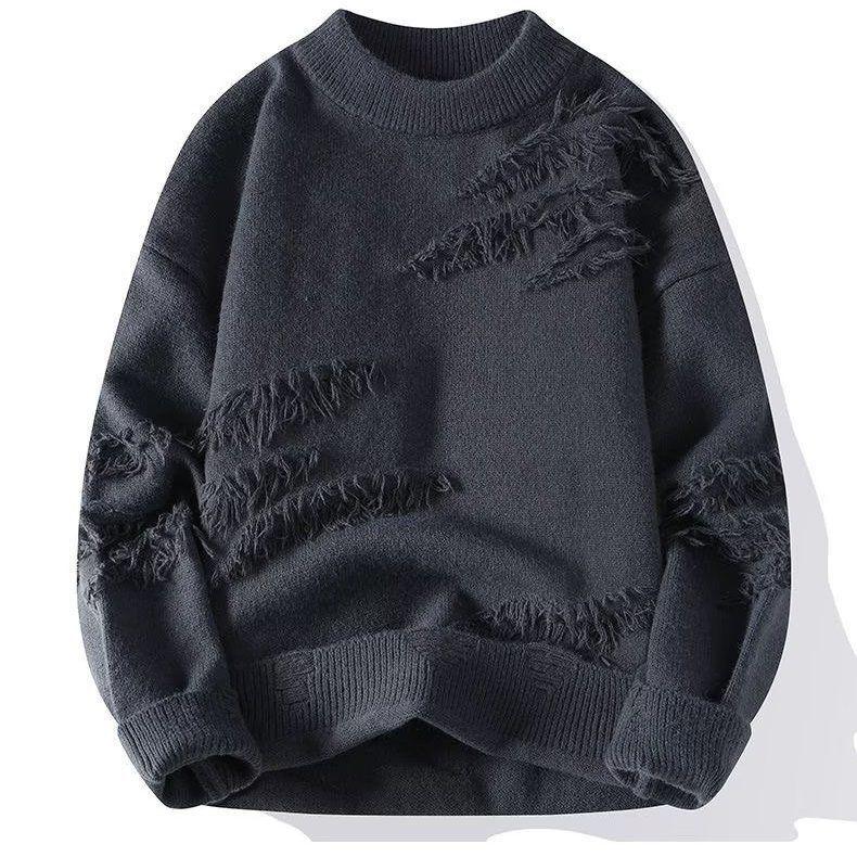 

2024 Fall/Winter Men s Trendy Loose Knit Sweater: Fashionable Wool Top for Youth XXL сірий колір