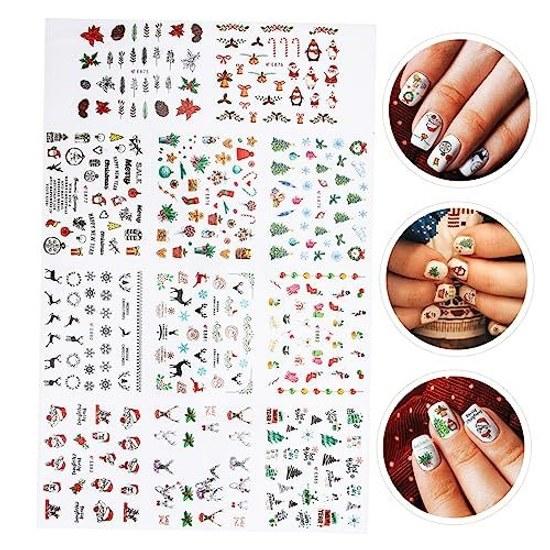 Frcolor Nail Seal Christmas Sticker 3D Santa Elk Art Easy Application DIY Decoration Manicure Set 3