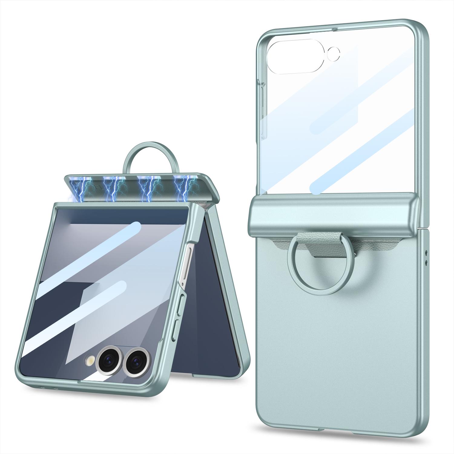 

Magnetic Hinge Ring Holder Case for Samsung Galaxy Z Flip 7 Outer Screen Protective Plastic Matte Cover for Galaxy Z Flip7 Case Galaxy Z Flip7 світло-зелений колір