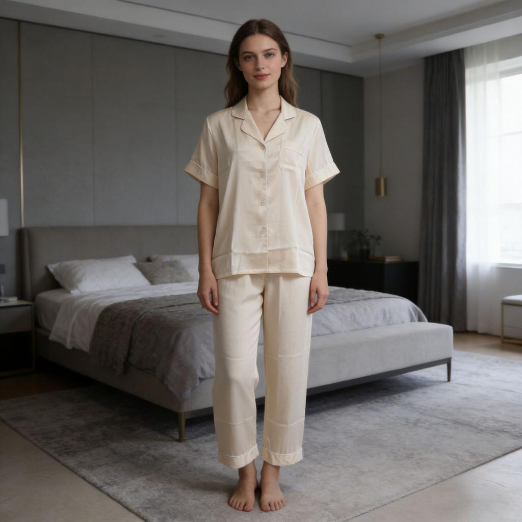 New Silk-blend Pajamas for Women, Luxurious and High-end, with Cool and Breathable Properties, Suitable for Wearing Outside As Well.