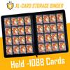 ByderPro Pocket Trading Card Holds 1088 Trading Cards Ringless Trading Card Album for Trading Sports Leather Zipper Closure Fixed Pages Tags for