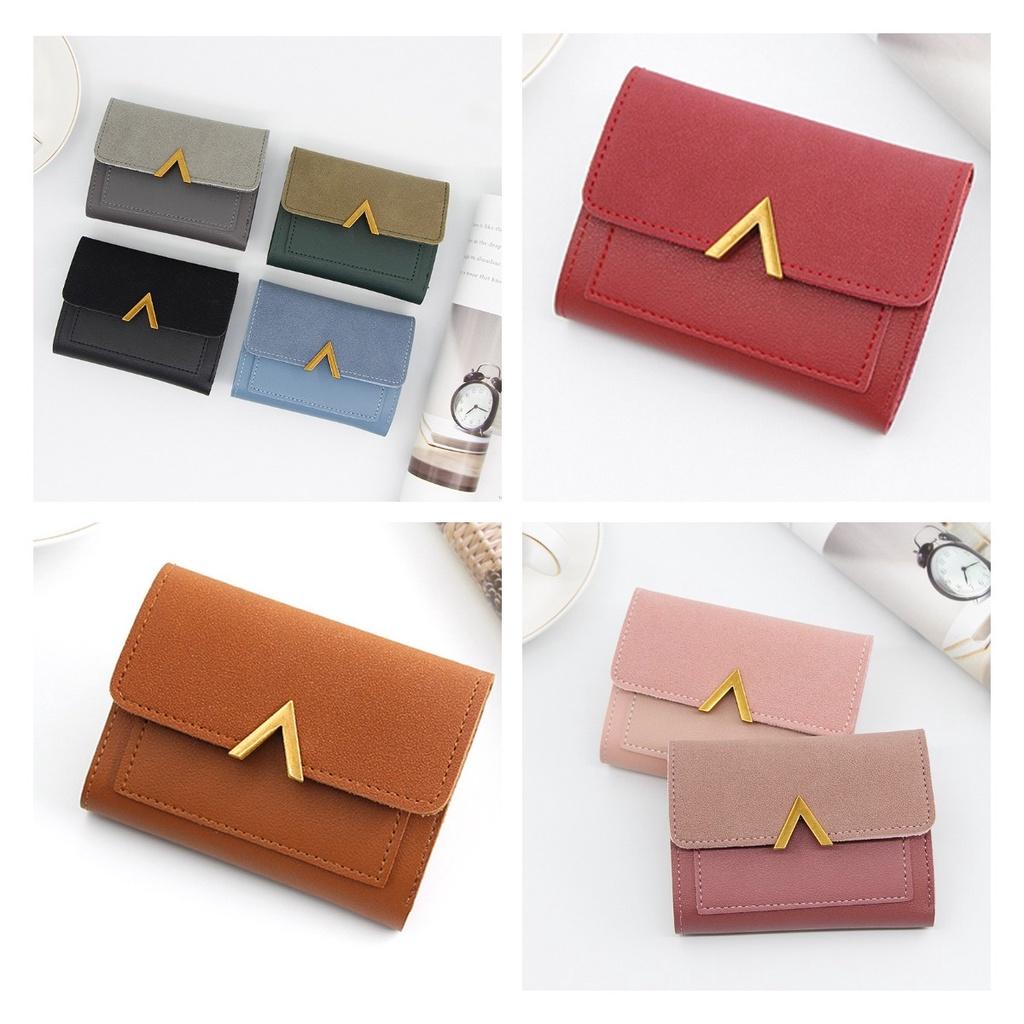 Fashionable Korean-style Women's Wallet With Metal Elements, 2 Folds And Convenient Cover-opening Design