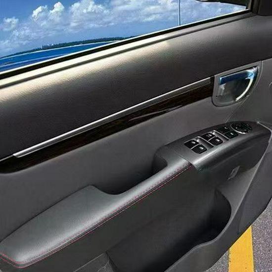 Leather Door Armrest Wrap for 06-12 New Santa Fe - 4-Piece Modification Set