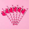 12pcs, Pink Flamingo Paper Straws, Summer Hawaii Aloha Party Supplies Tableware, Hawaiian Party Decorations Birthday Wedding Paper Drinking Straws