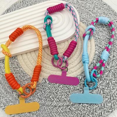 1Pcs Universal Woven Rope Mobile Phone Lanyard Diy Accessory Pendant Creative And Gorgeous Color Combination Cartoon Wristband