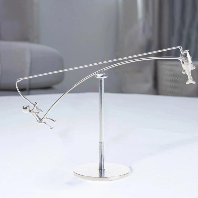 Dynamic Floating Fisherman Sculpture Office Desk Decoration Rustproof Easily Maintenance Unique Artistic Gift