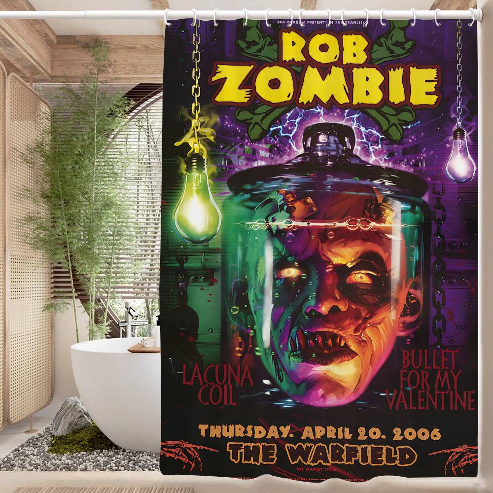 Arte su Tela Rob Zombie Tenda da Doccia per Bagno Partizione Schermante Tenda da Doccia Asciugatura Rapida Lavabile Leggermente Opaca Bagno