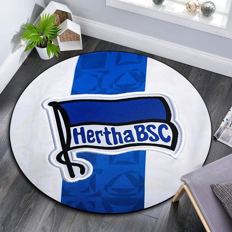 Hertha Berlin pattern round rug,Carpet Rug for Living Room Bedroom Playroom ,Non-slip Floor Mat,Holiday Gifts and Birthday Gifts.