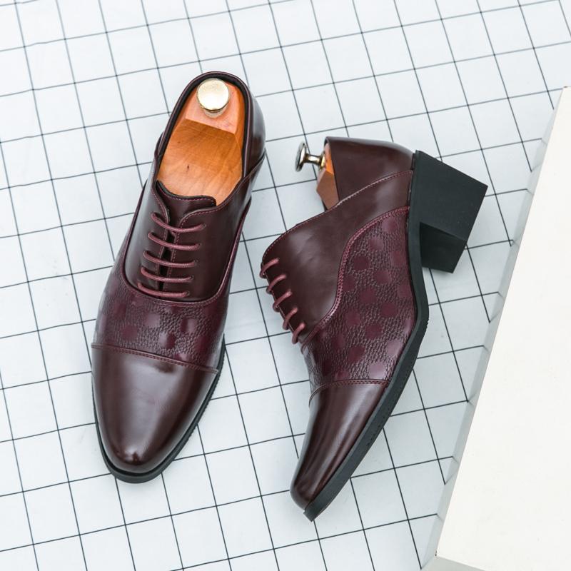 

Высококачественные Толстые Высокие Каблуки 6см Британская Социальная Обувь Мужские Броги Платформа Кожаная Обувь Мужская Формальная Деловая Кожа Для Мужчин 46