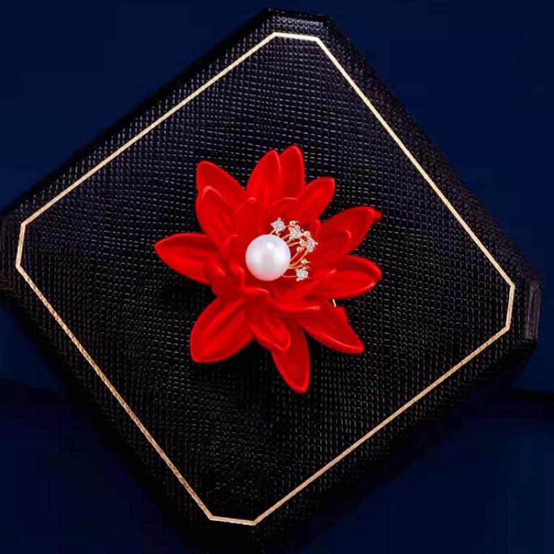Lotus-Brosche, Hochwertige Exquisite Perlenbrosche für Damen, Brosche mit Nischen-Design-Gefühl