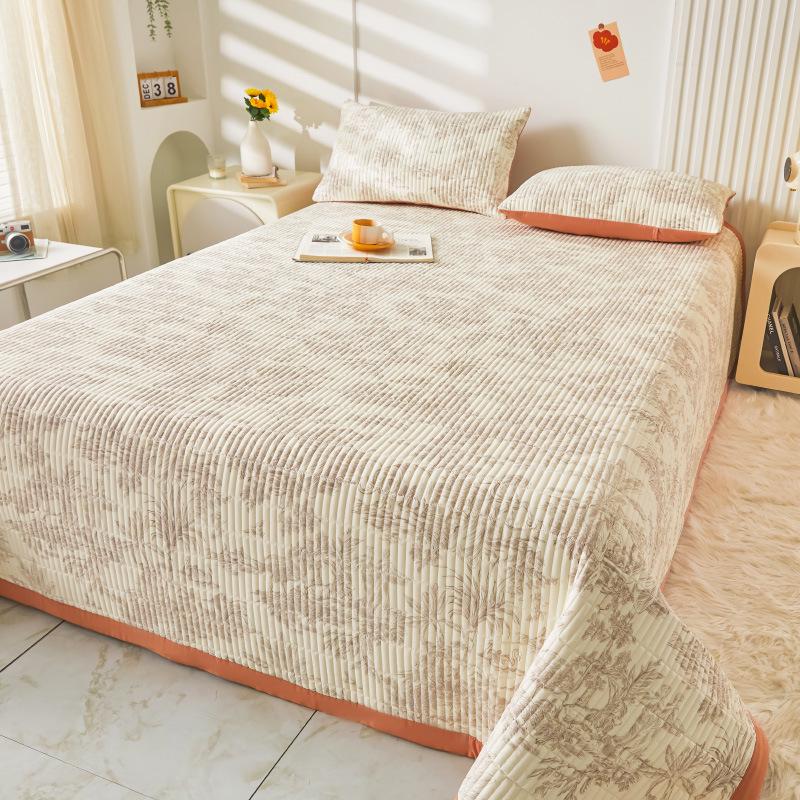 Class A Washable Cotton Linen Bedspread & Skirt Set - Quilted, Thickened, Machine Washable, 3-Piece