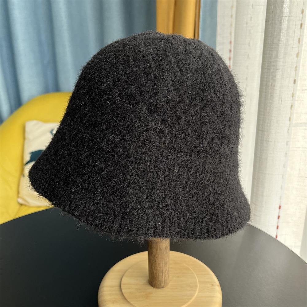 Rundes Gesicht passender Hut Damen Strick Häkel Bucket Hat Herbst und Winter Gesicht klein Wolle Bucket Hat Beckenhut