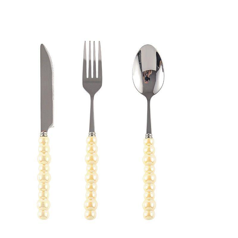 

1 шт. Уникальный набор столовых приборов в форме жемчужины с керамической ручкой: нож для стейка, десертная вилка и ложка. Креативные кухонные инструменты жёлтый