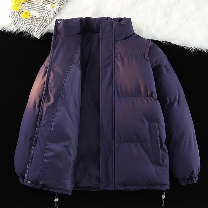 Herren Winter Daunen-Baumwolljacke im koreanischen Stil - Stehkragen, einfarbig, vielseitig, lockere Passform, Partnermantel