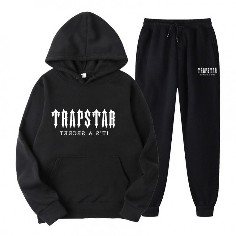 TRAPSTAR Print Womens Tracksuit Fleece Hoodie Set Loose Casual Streetwear