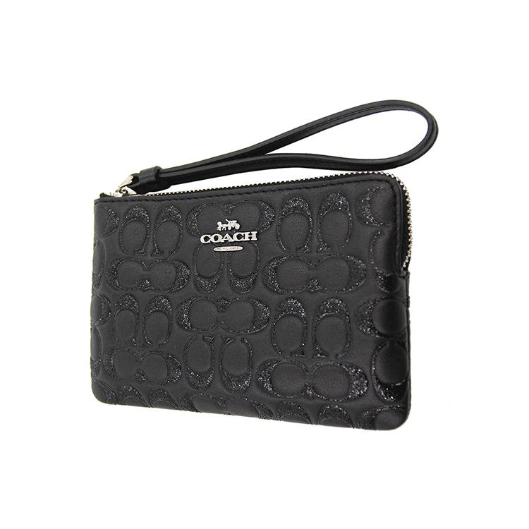 New COACH Boxed Leather Coin Purse Mahjong Clutch Small Size Women's Black 80214-SVBK