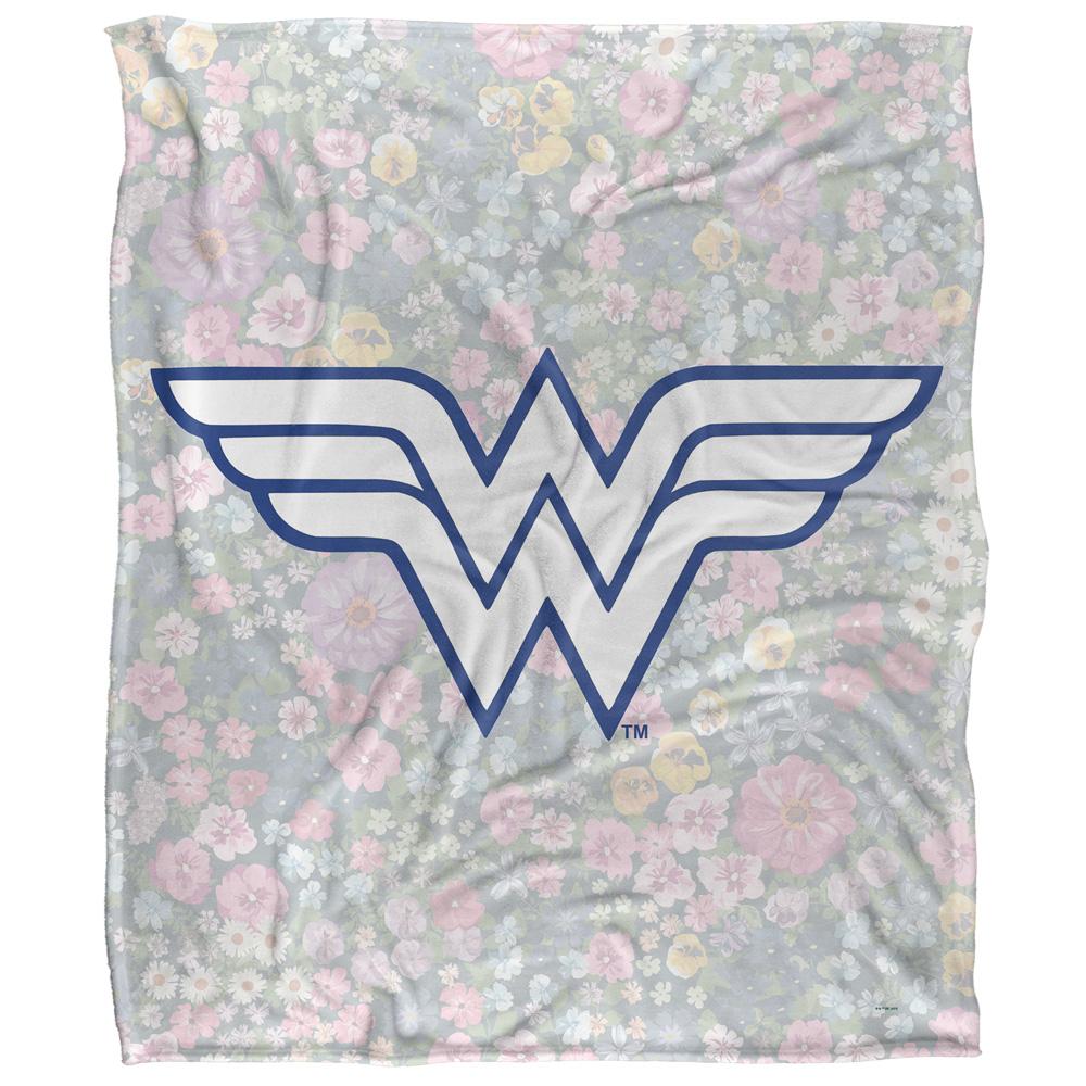 Wonder Woman Silky Floral Logo Blanket