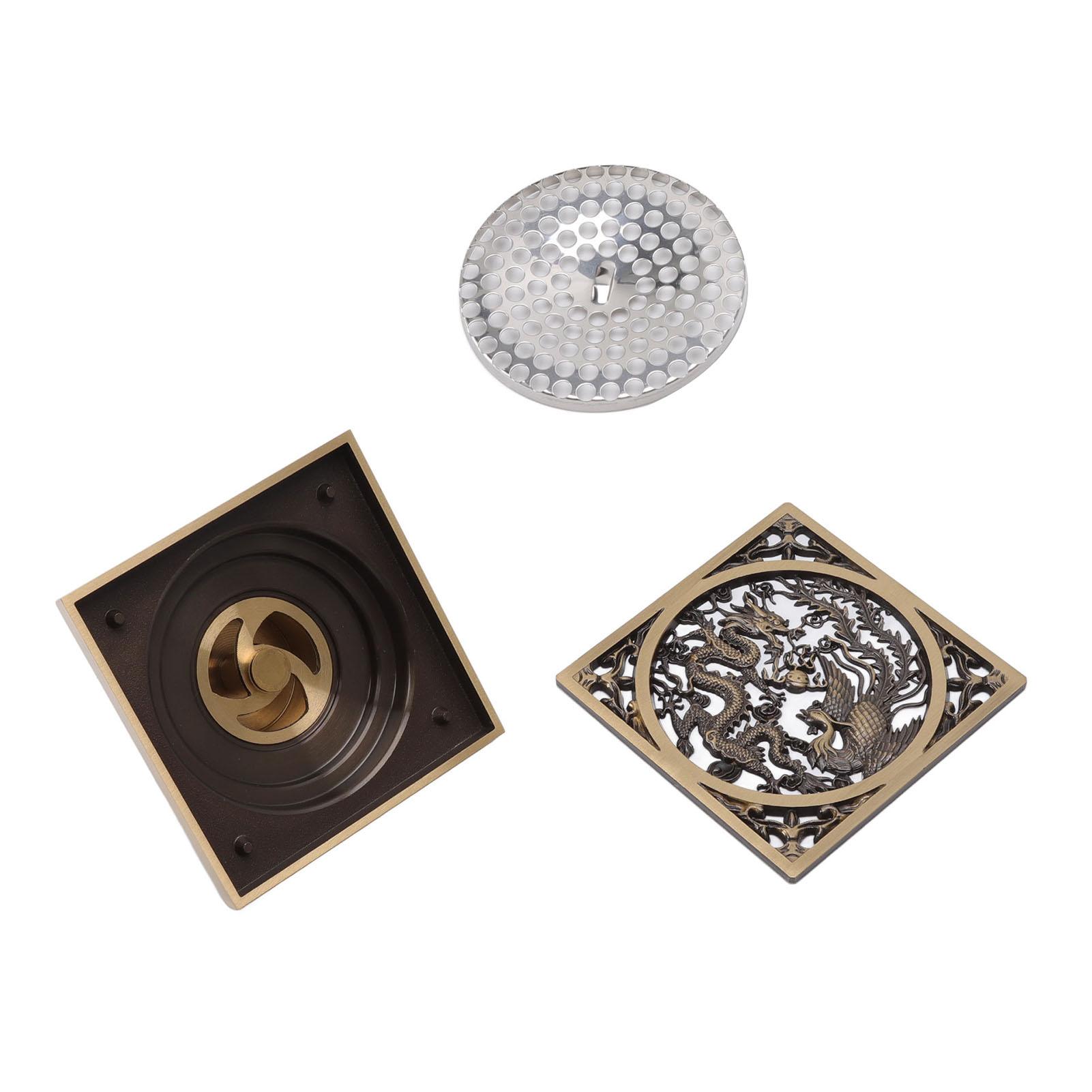 

Antique Deodorant Floor Drain European Style Square Shower Floor Drain for Kitchens Bathrooms Garages Basements