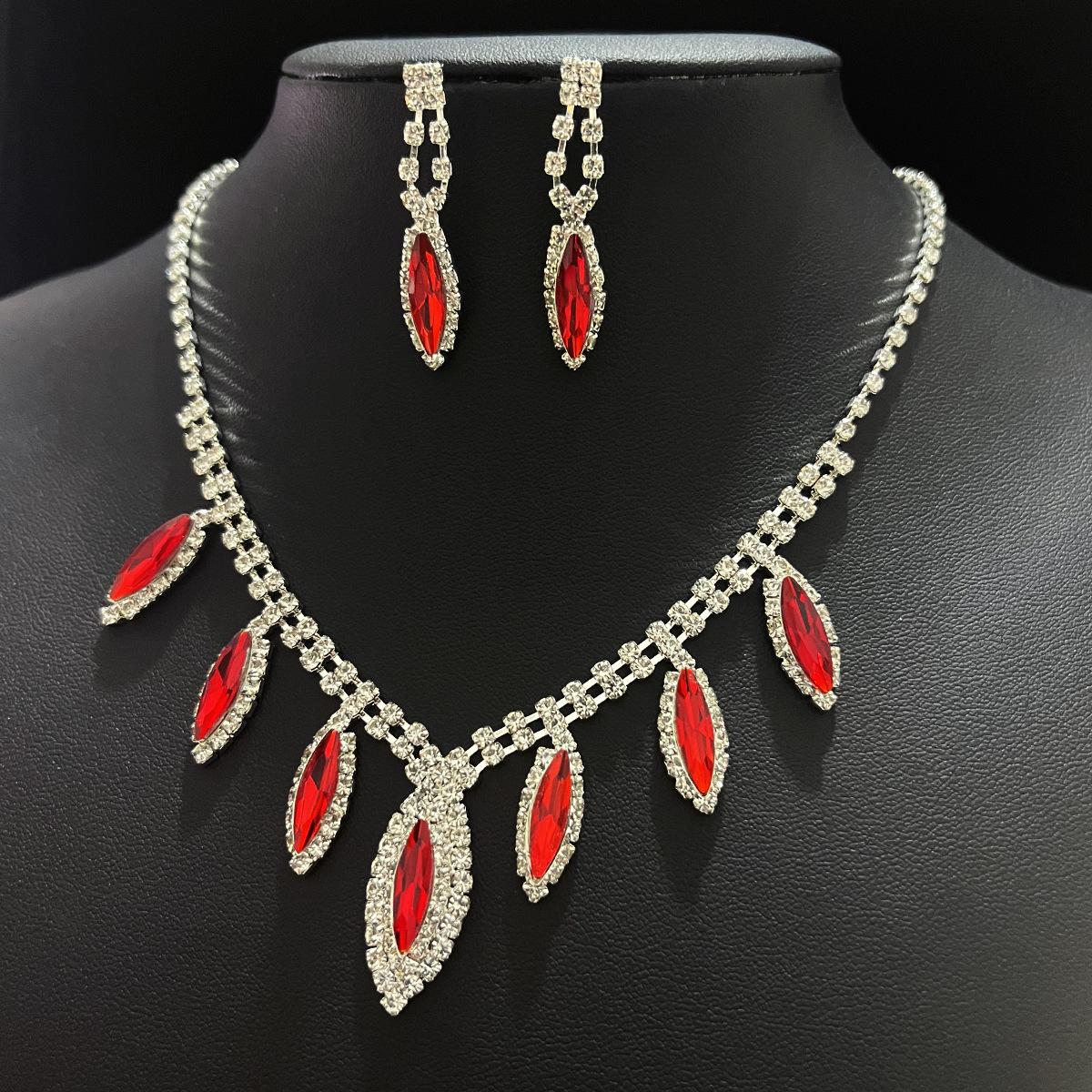 

Простой классический комплект серег и ожерелья с драгоценными камнями, свадебные аксессуары, свадебное платье, аксессуары для вечернего платья, свадебные украшения