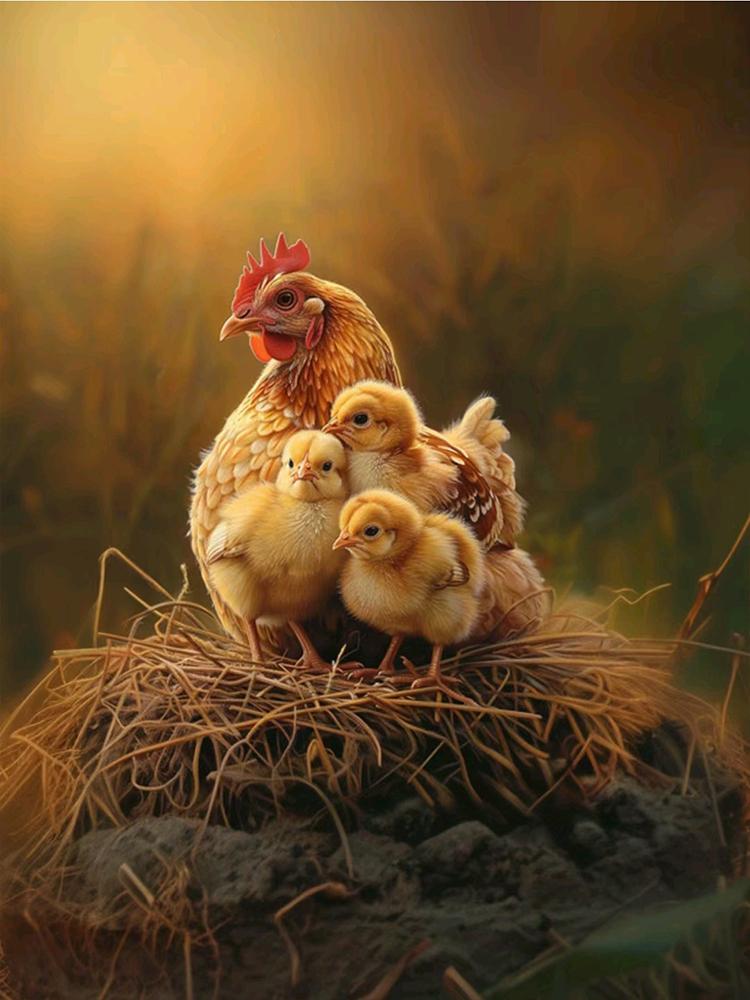 Animal 5DDIYDiamond Mosaic New Product 2024 Hen and Chick Picture Full Round Square Embroidered Home Room Decoration Gift