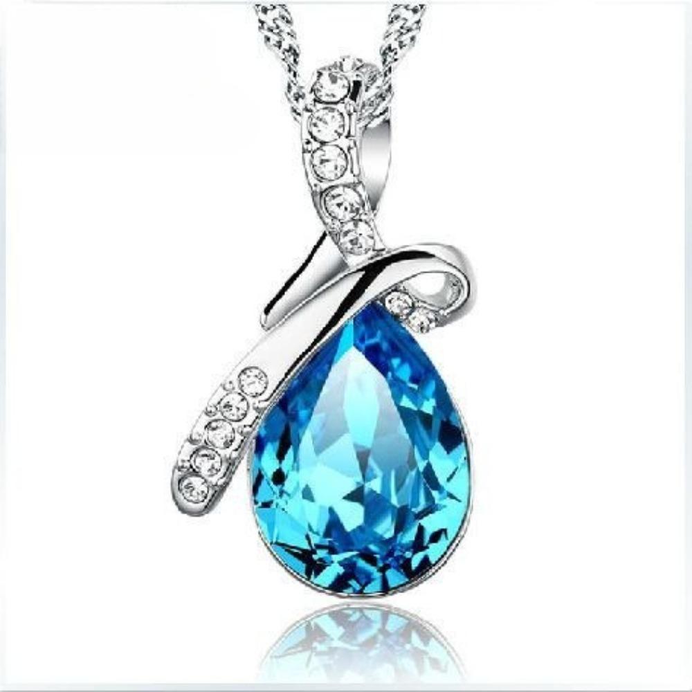 Silver Plated Angel Tear Necklace Elegant Collarbone Chain for Women Fashion Jewelry Gift silver plated