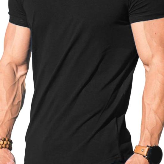 Men Sport Top Round Neck Thin Sweat Absorption Quick-drying Short Sleeve Solid Color Basketball Training Fitness Workout T-shirt