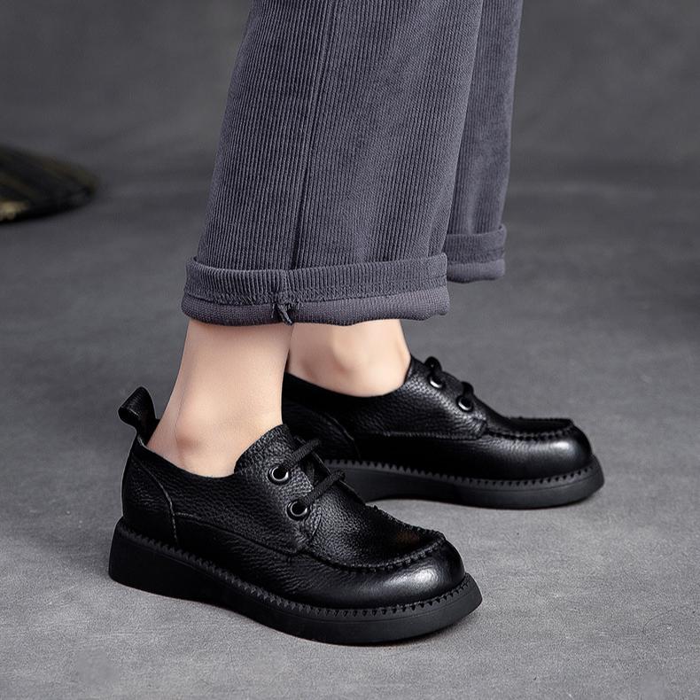 Johnature Натуральная кожа Ретро Круглый носок Шнуровка Повседневная Универсальная Мягкая — фото 11