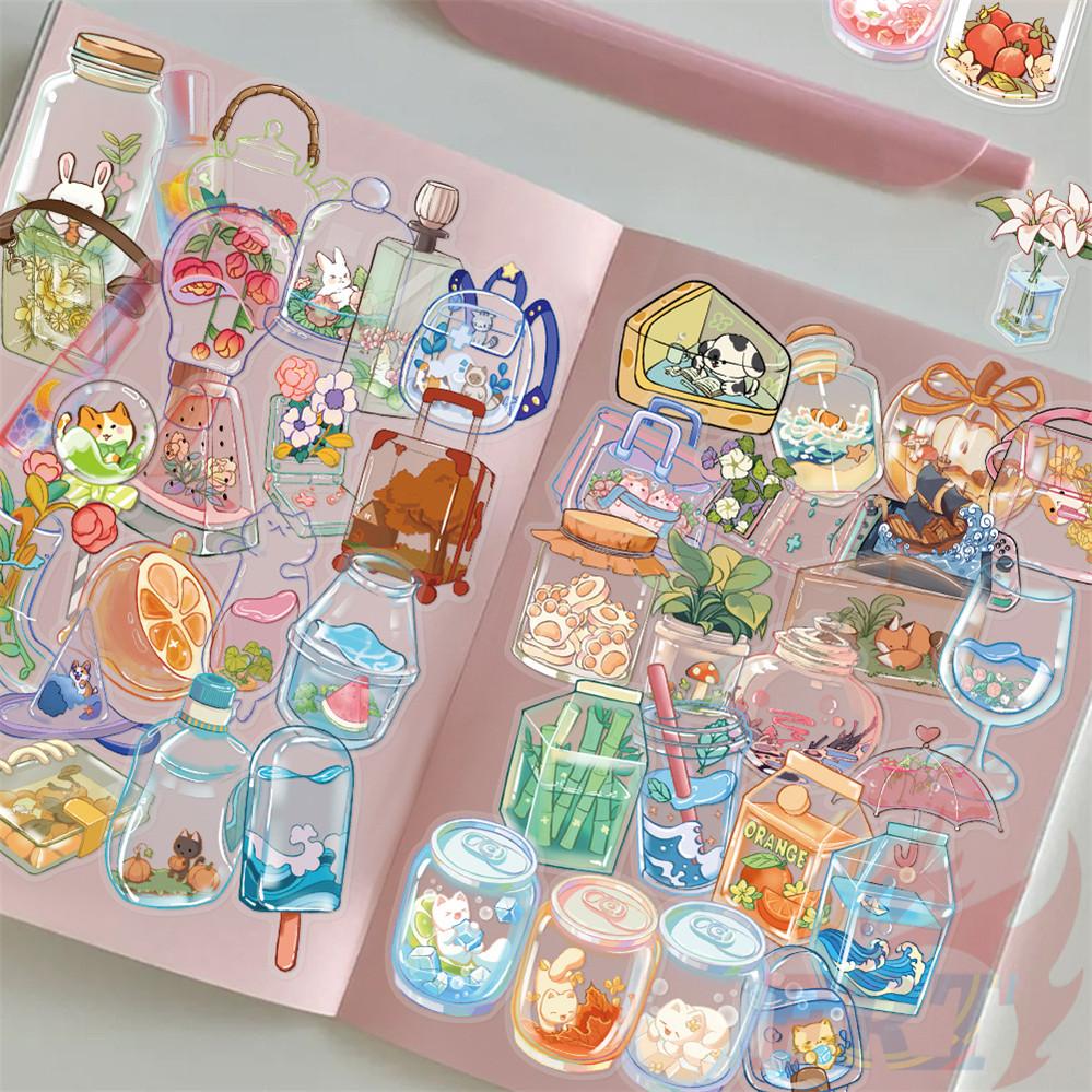 50Pcs/Set Crystal Bottle Art PET Stickers Waterproof DIY Fashion Doodle Decals Stickers