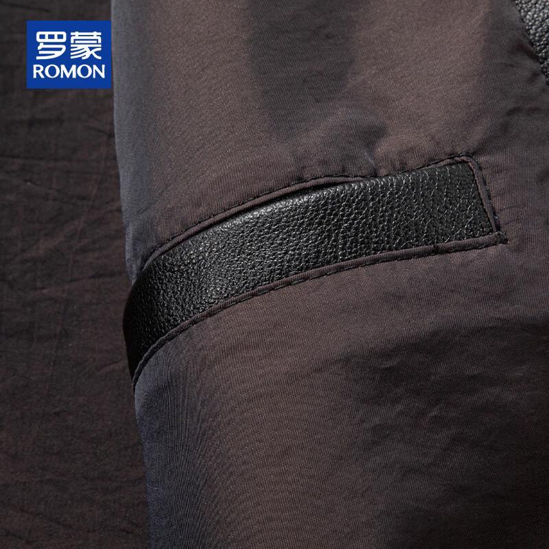 ROMON Men's Mid-Length Loose Fit Genuine Leather Jacket