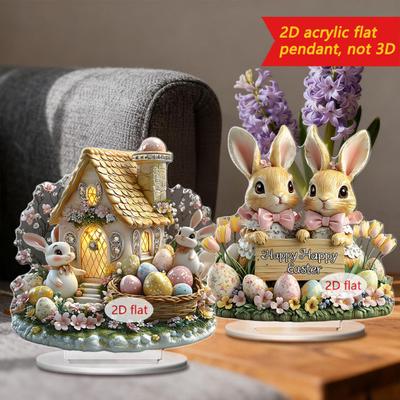 Veľkonočná 2D akrylová ozdoba zajačika vajíčka zajačik stolová tabuľka domáca párty stolová zvieratko obývacia izba sviatok
