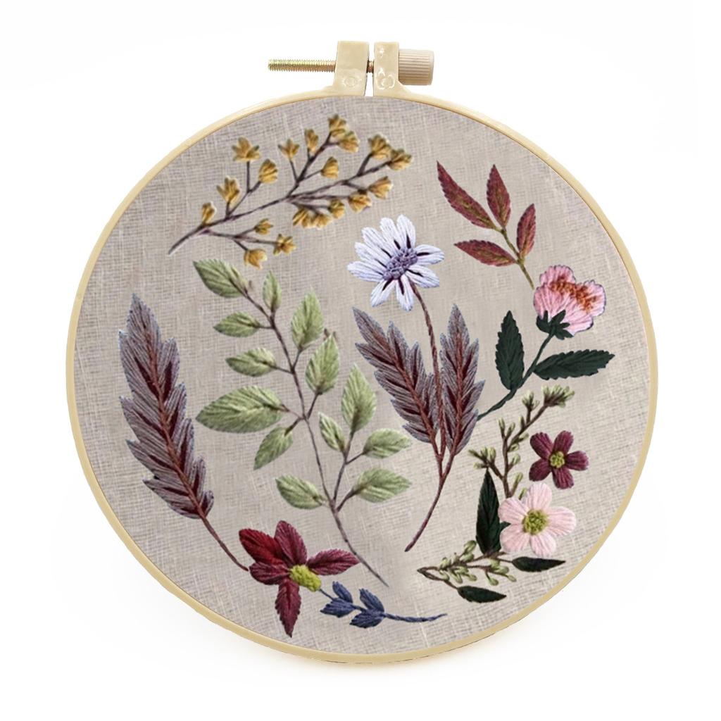 1pc Floral Embroidery DIY Fabric Craft Kit with Tools