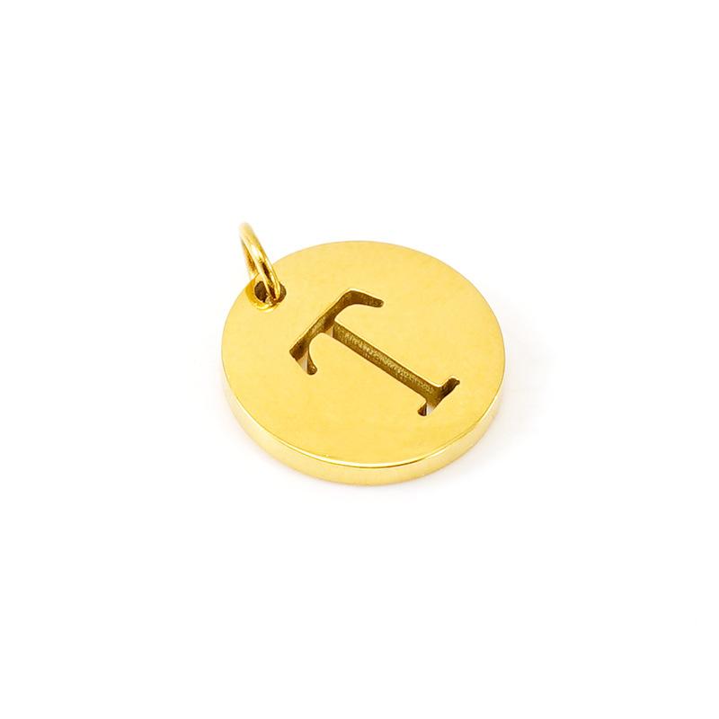 New titanium steel English letter DIY pendant fashionable stainless steel round hollow letter pendant