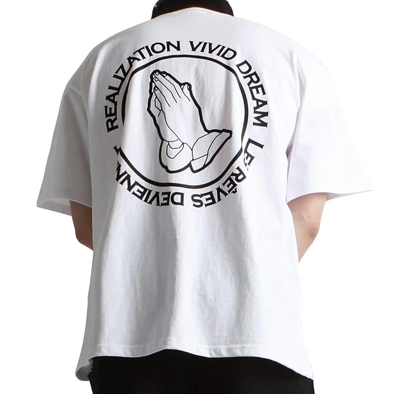 

[Anmur] gym t shirt stretch short sleeve fitness training muscle training sports Loose T-shirt street hip hop White-L
