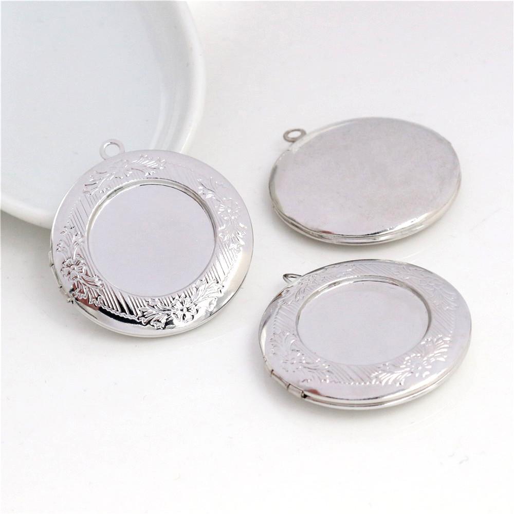 2pcs Inner 20mm Photo Locket Pendants Jewelry Tray Locket Pendant for DIY Cabochon Photo Essential Oil Diffuser Necklace