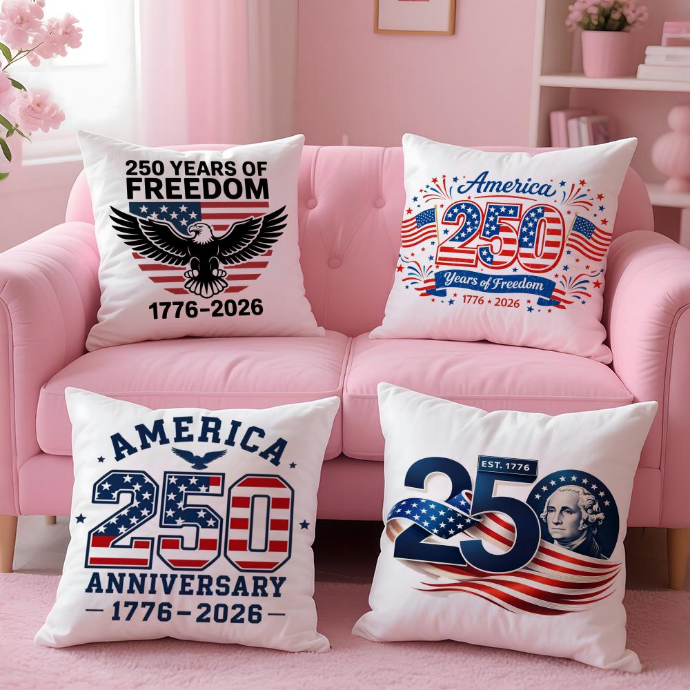 250Th Anniversary Of The Usa Cushion Cover Plush Fabric Soft Double-Sided Printed Sofa Warm Winter Home Gift Pillow Case