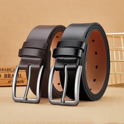 Men's High-end Leather Belt with Pin Buckle for Casual Wear, Trendy and Versatile for Young Men and Students