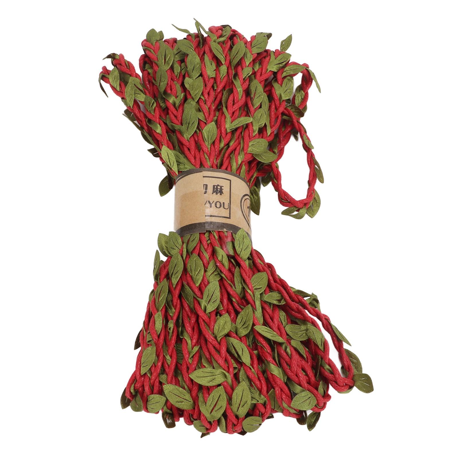 

1 рулон 10 м пеньковой веревки с зелеными листьями, моющаяся, устойчивая к солнцу, многопрядная, для DIY, веревка из пеньки в виде лиан джунглей красный