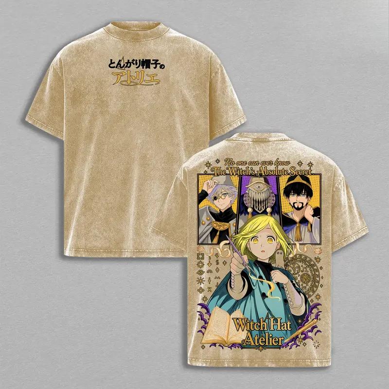Coco Qifrey Witch Hat Atelier Anime Clothing Men Women T-shirts Short Sleeve Washed T Shirt Vintage Cotton Tshirt Harajuku Tops