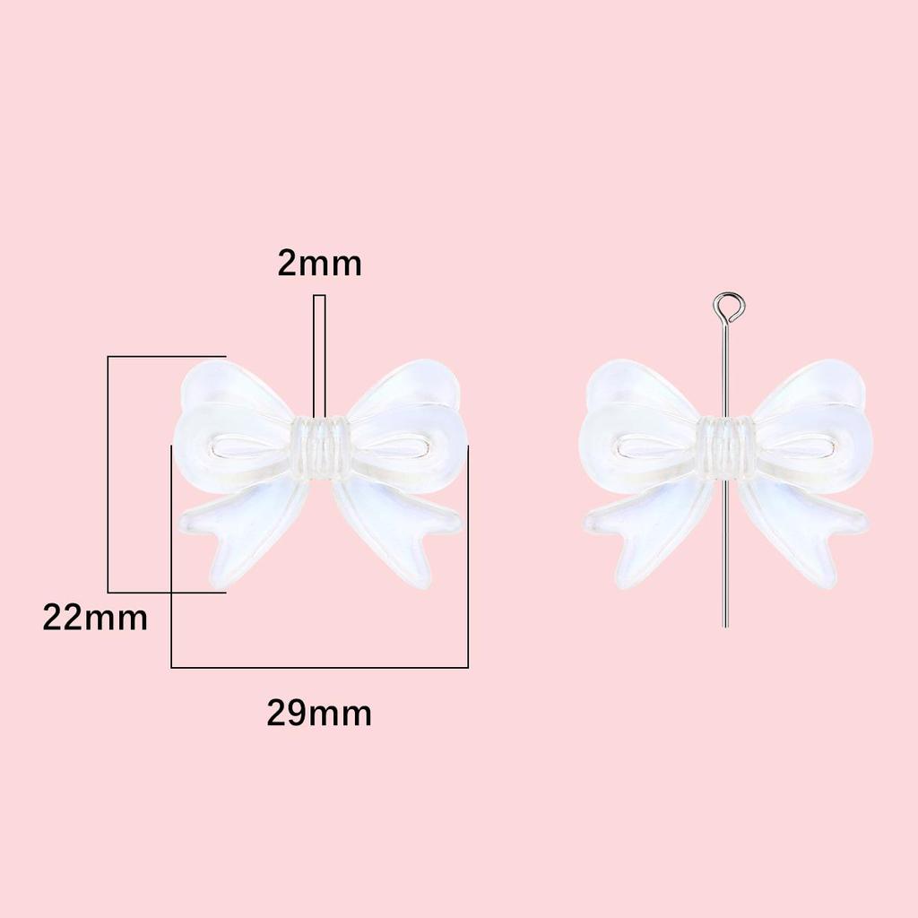 4Pcs 22*29mm Acrylic Magic Colors Bowknot Accessories For Jewelry Making DIY Charm Decoration
