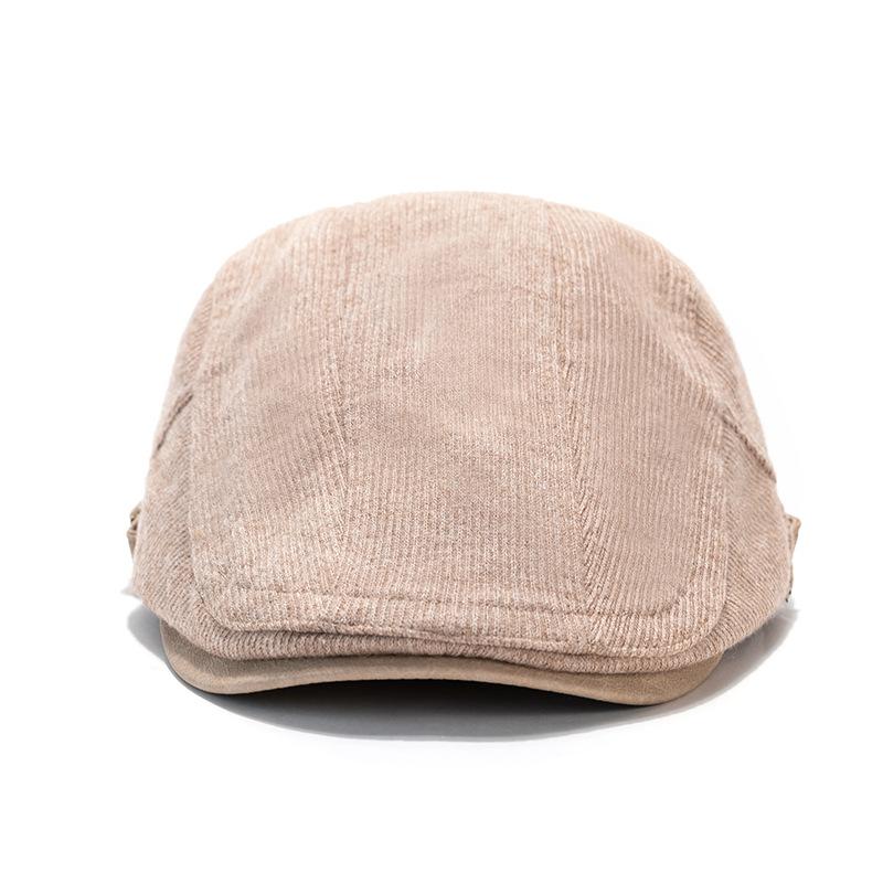 Autumn Winter Peaked Cap Men Vintage Corduroy Forward Cap Women's British Style Warm Beret Cap