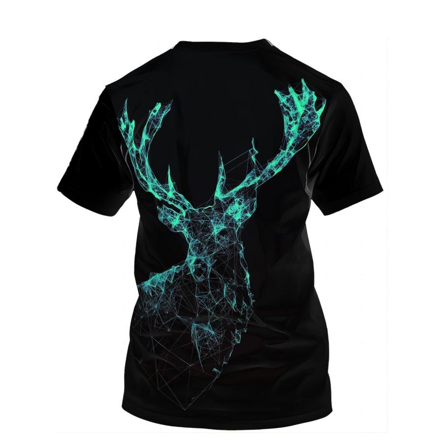 Randigt mönster T-shirts Sommar Björn Hjort Djur T-shirts Herr Streetwear 3D-tryck T-shirt Mode O-hals Kortärmade toppar