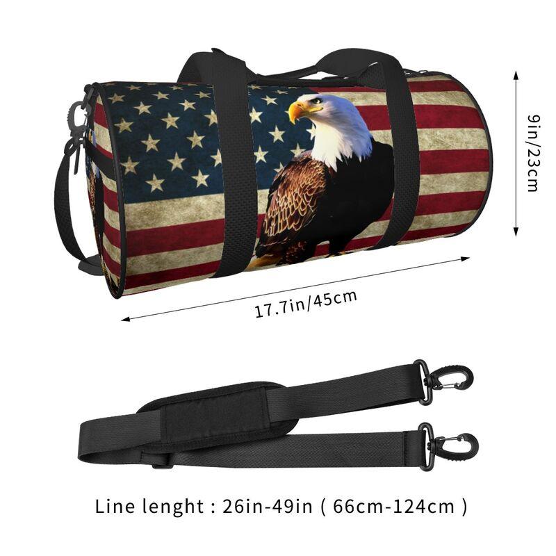 American Flag Eagle Print Travel Duffel Bag Unisex Lightweight Yoga Gym Sports Bags Portable Waterproof Carry on Luggage Bag