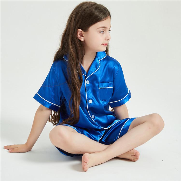Children's Ice Silk Pajamas Set - Comfortable Summer Sleepwear for Boys and Girls