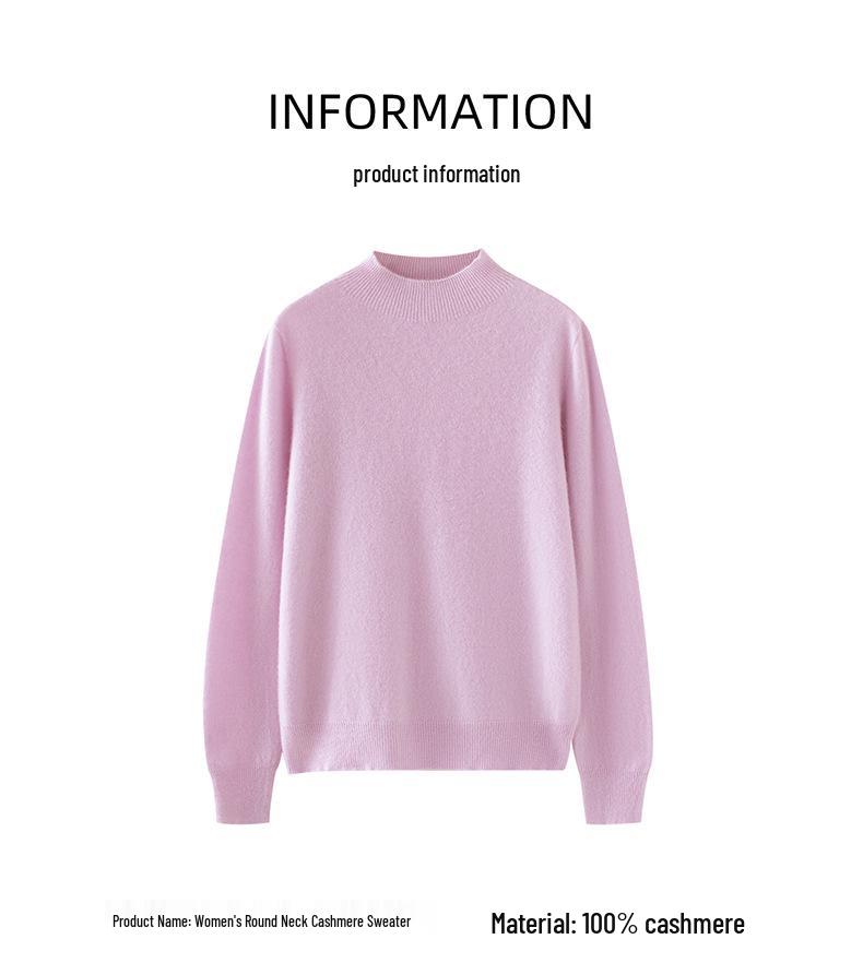 Women's 100% Cashmere Round Neck Sweater - Autumn/Winter Loose Knit Pullover